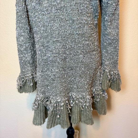 Sioni Studio Ruffle Fairycore Long Cardigan Duster Sweater Gray Size Large - Picture 9 of 14
